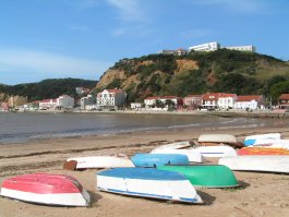 A view back towards the apartment from the beach of So Martinho do Porto